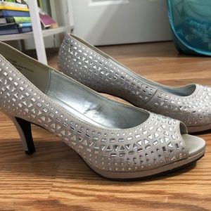 Silver Gem Kelly & Katie Open Toe Heels